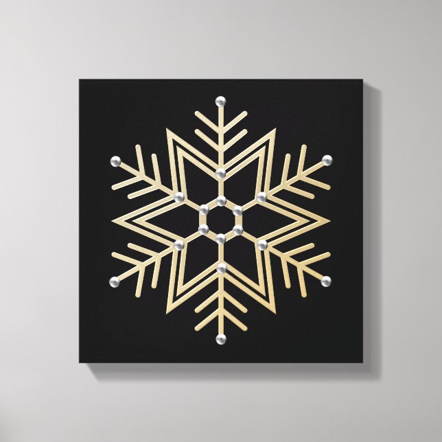Silver and Gold Snowflake Leinwanddruck (Vorderseite)