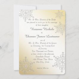 Silver and Gold Snowflakes Wedding Einladung