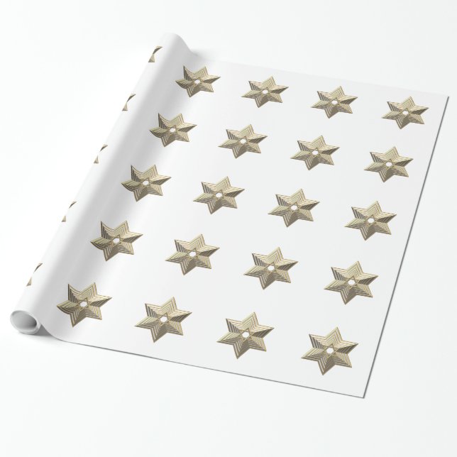 Silver and Gold Star von David Wrapping Paper Geschenkpapier (Ungerollt)