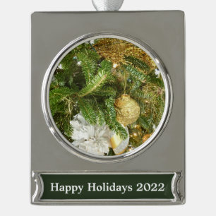 Silver and Gold Weihnachtsbaum I Urlaub Banner-Ornament Silber
