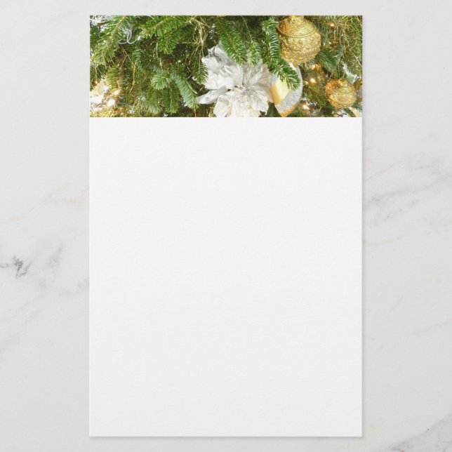 Silver and Gold Weihnachtsbaum I Urlaub Briefpapier (Vorderseite)