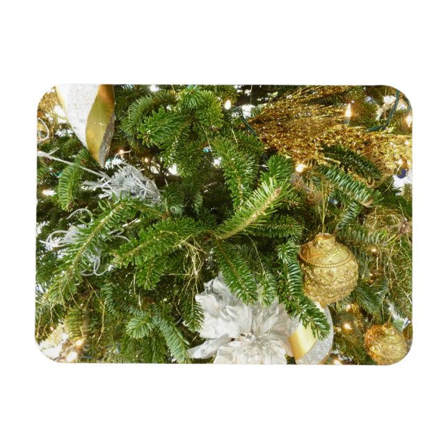 Silver and Gold Weihnachtsbaum I Urlaub Magnet (Horizontal)