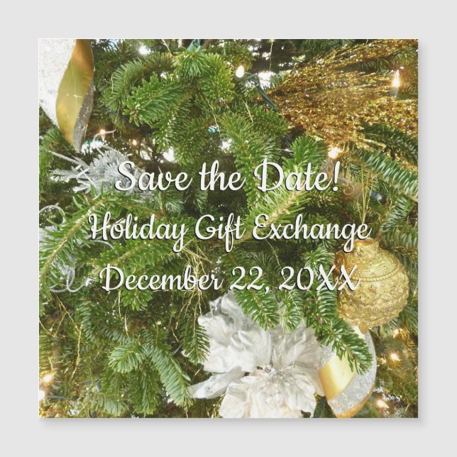 Silver and Gold Weihnachtsbaum I Urlaub Magnetkarte (Vorderseite)