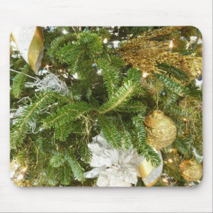 Silver and Gold Weihnachtsbaum I Urlaub Mousepad