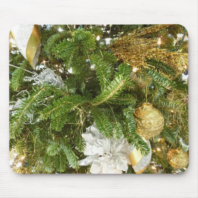 Silver and Gold Weihnachtsbaum I Urlaub Mousepad (Vorne)