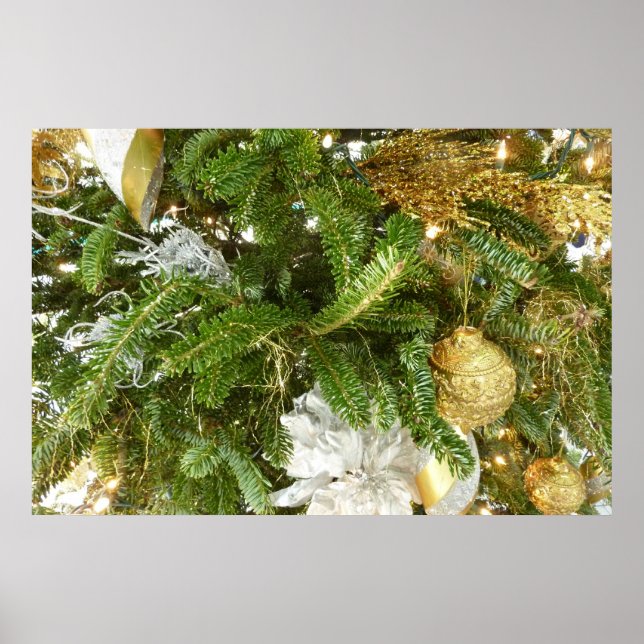 Silver and Gold Weihnachtsbaum I Urlaub Poster (Vorne)