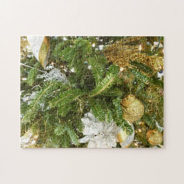 Silver and Gold Weihnachtsbaum I Urlaub Puzzle (Horizontal)