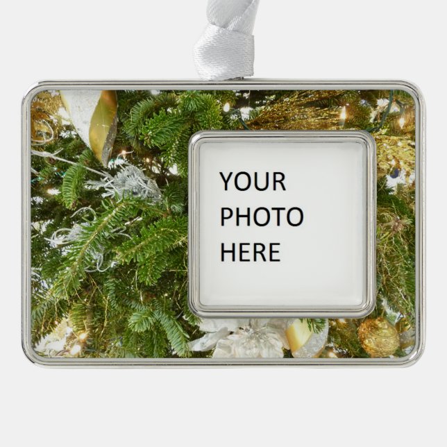 Silver and Gold Weihnachtsbaum I Urlaub Rahmen-Ornament Silber (Vorderseite)