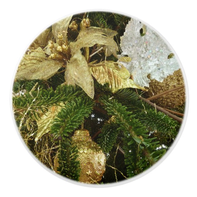 Silver and Gold Weihnachtsbaum II Urlaub Keramikknauf (Vorderseite)