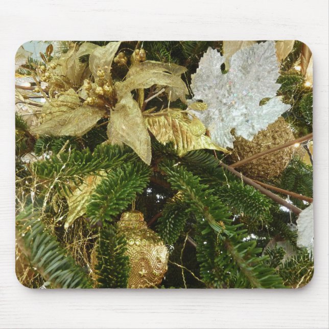Silver and Gold Weihnachtsbaum II Urlaub Mousepad (Vorne)
