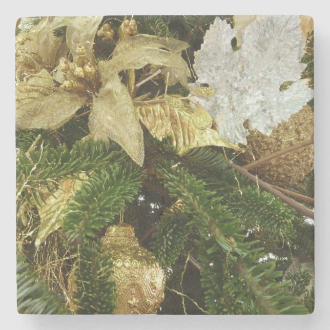 Silver and Gold Weihnachtsbaum II Urlaub Steinuntersetzer (Vorderseite)