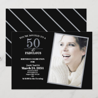 Silver and Gray 50. und fabelhafte Geburtstagspart Einladung