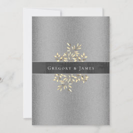 Silver and Gray Botanical Satin Ribbon Gay Wedding Einladung