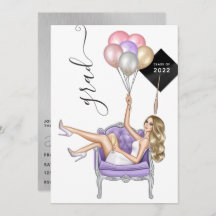 Silver and Lila Blonde Balloon Girl Abschluss