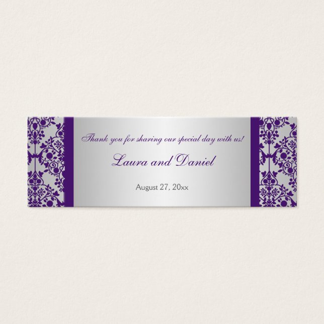 Silver and Lila Damask Wedding Favor Tag (Vorderseite)