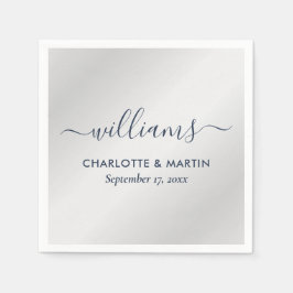 Silver and Navy Blue Wedding Serviette