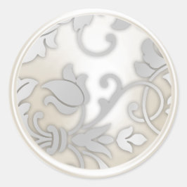 Silver and Pearl Damask Umschlag Aufkleber