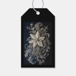 Silver and Pearl Poinsettia Embroidery Geschenkanhänger