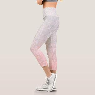 Silver and Pink Glitter Schatten Luxury Design Capri Leggings