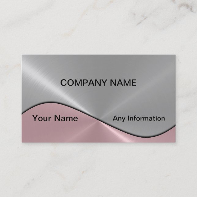 Silver and Pink Luxury Metal Business Cards 2 Visitenkarte (Vorderseite)