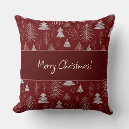 Silver and Red Christmas Tree Forest Pattern Kissen