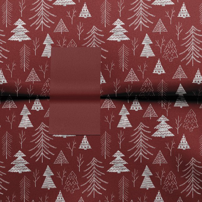 Silver and Red Christmas Tree Forest Pattern Seidenpapier (Von Creator hochgeladen)