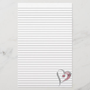 Silver and Red Heart Stationierung mit optionalen Briefpapier
