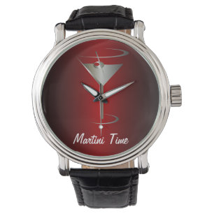 Silver and Red Martini Time Armbanduhr