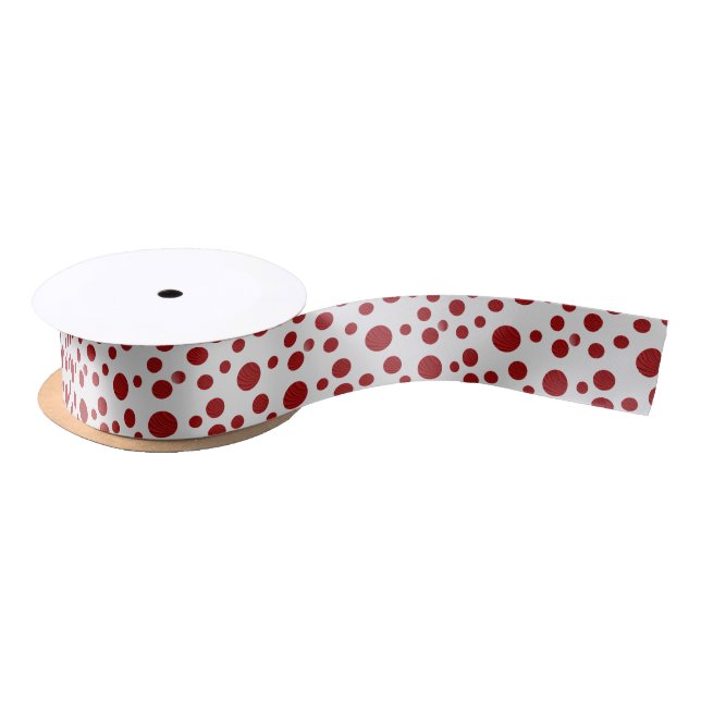 Silver and Red Polka Dots Ribbon Satinband (Spule)