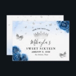Silver and Royal Blue Rose Elegant Save the Date<br><div class="desc">Ein elegantes Party zum Thema Königsblauer und Silberblauer und auf der Suche nach passenden Geschenkideen? Erstellen Sie Ihre eigene DIY-Vorlage Save the Date Einladungen, die leicht mit Ihrem Namen und anderen Details personalisiert sind. Die florale Aquarellkunst von Raphaela Wilson besticht durch königsblaue Rose, die in Imitaten aus metallischem Silber, einer...</div>