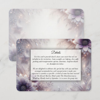  Silver and Soft Amethyst Winter Blooms Wedding Begleitkarte