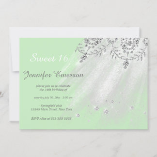 Silver and White Dress Glitzer 16 . Geburtstag Inv Einladung