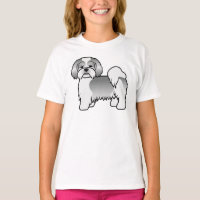 Silver and White Lhasa Apso Niedlicher Cartoon Dog