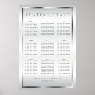 Silver and White Satin - 9 Sitzkarten Poster