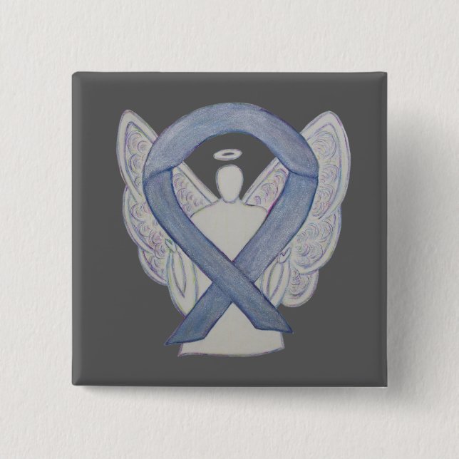 Silver Angel Awareness Ribbon Custom Art Buttone Button (Vorderseite)