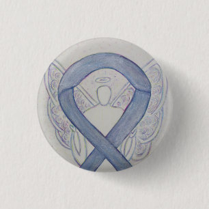 Silver Angel Awareness Ribbon Custom Art Buttone Button
