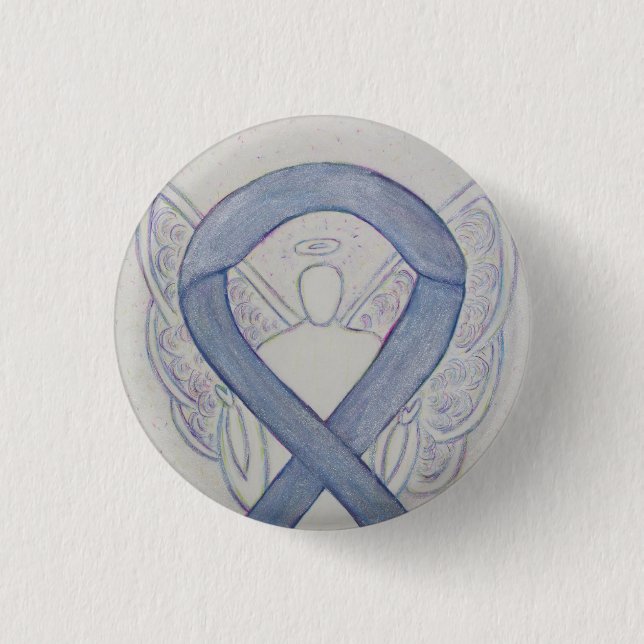 Silver Angel Awareness Ribbon Custom Art Buttone Button (Vorderseite)