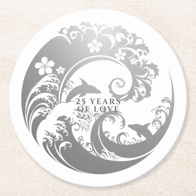 Silver Anniversary Gift for Parents Runder Pappuntersetzer (Vorderseite)