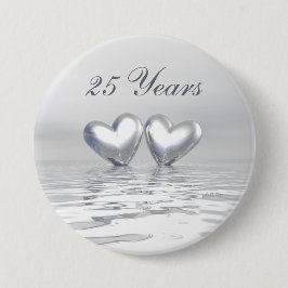 Silver Anniversary Hearts Button