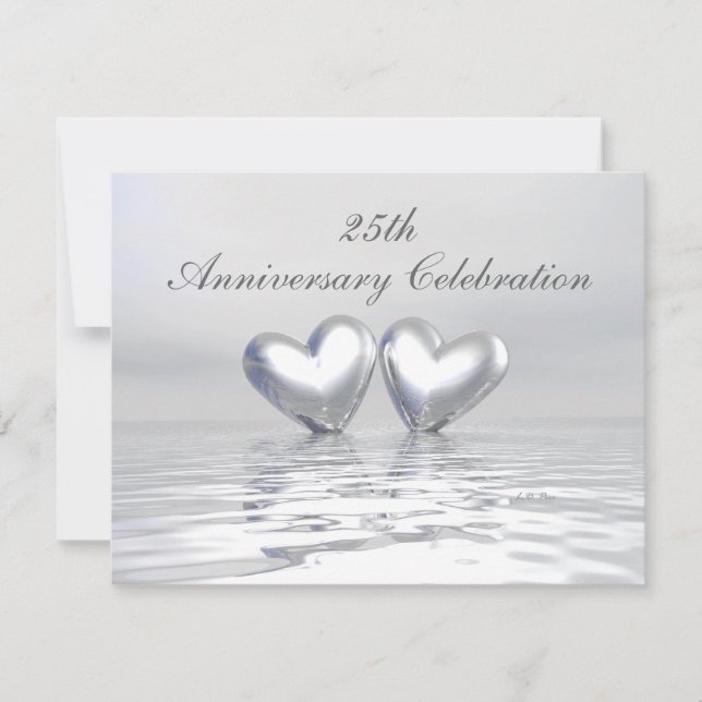 Silver Anniversary Hearts Einladung (Vorderseite)