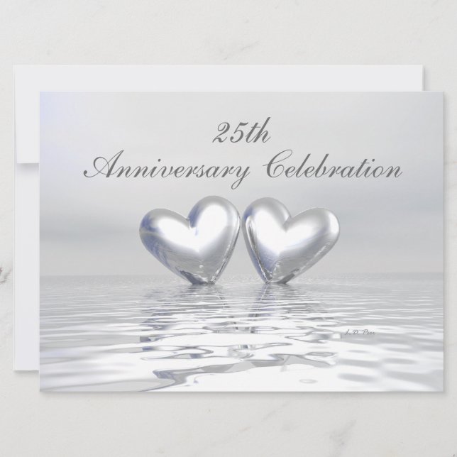 Silver Anniversary Hearts Einladung (Vorderseite)