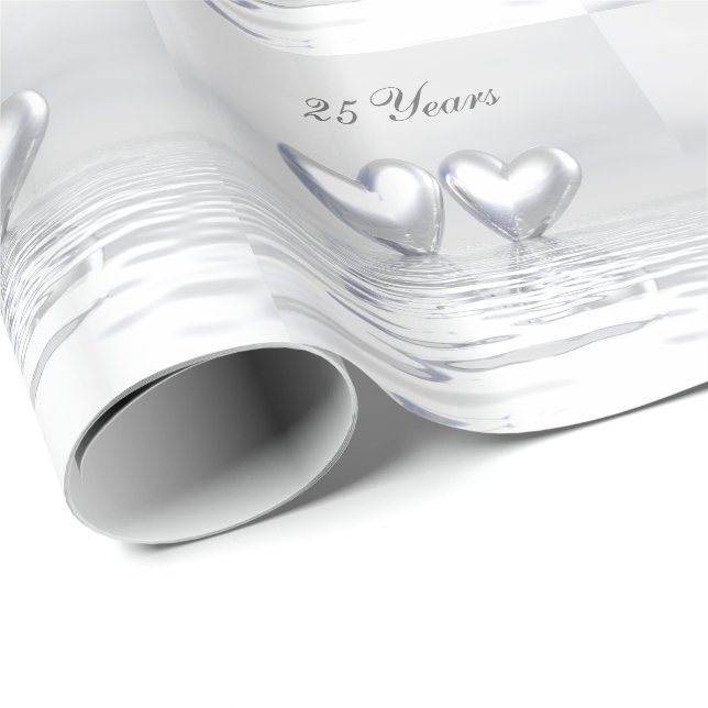 Silver Anniversary Hearts Geschenkpapier (Rolleneckpunkt)