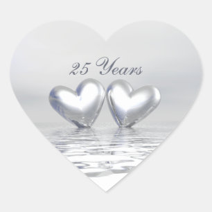 Silver Anniversary Hearts Herz-Aufkleber