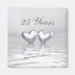 Silver Anniversary Hearts Magnet