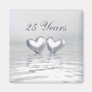 Silver Anniversary Hearts Magnet