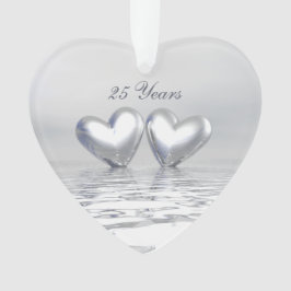 Silver Anniversary Hearts Ornament