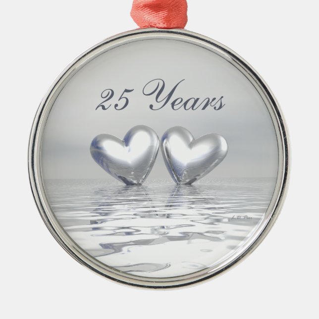 Silver Anniversary Hearts Ornament Aus Metall (Vorne)