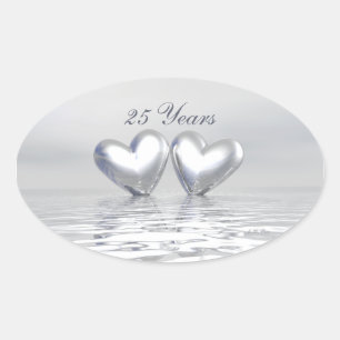 Silver Anniversary Hearts Ovaler Aufkleber