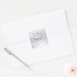 Silver Anniversary Hearts Quadratischer Aufkleber
