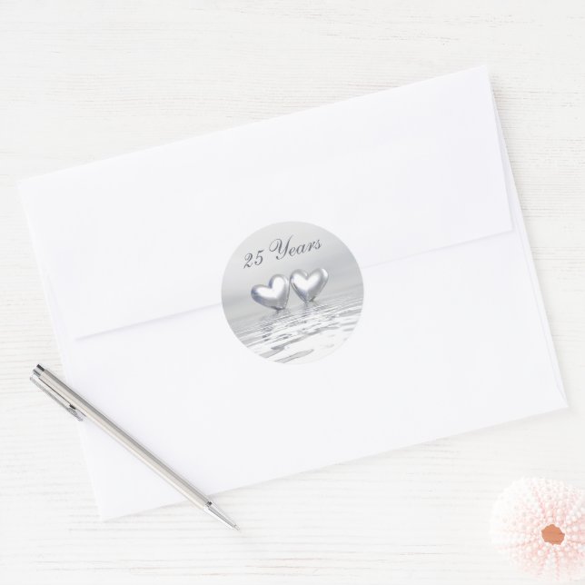 Silver Anniversary Hearts Runder Aufkleber (Umschlag)